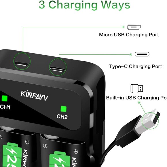 Xbox One Battery Pack 4 x 2580mAh Rechargeable Controller Battery System - Picture 2 of 6
